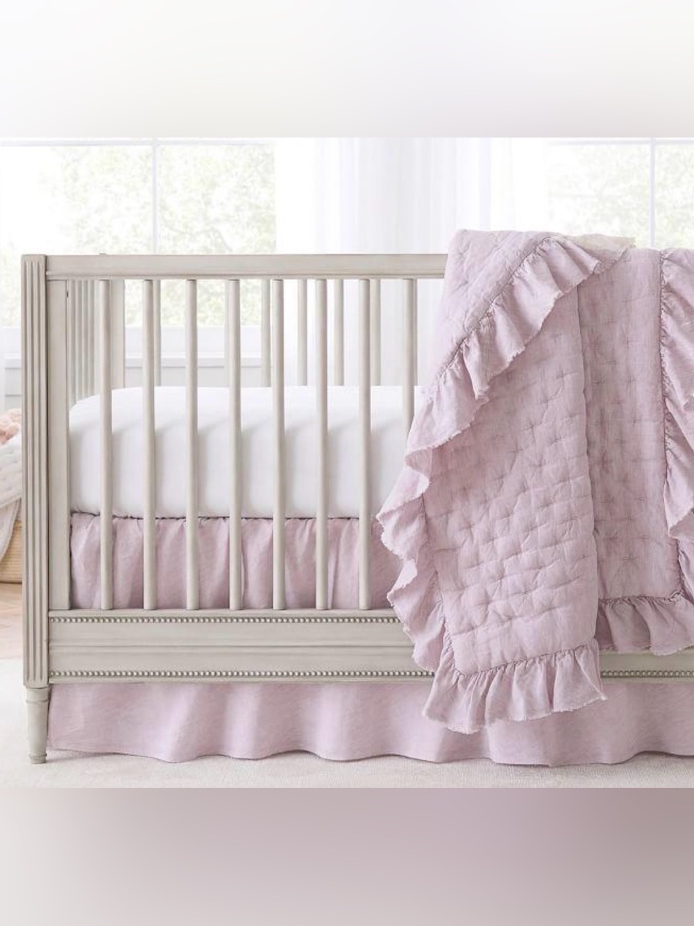 Pottery Barn Kids Linen Quilt and Crib Skirt Set - Lavender